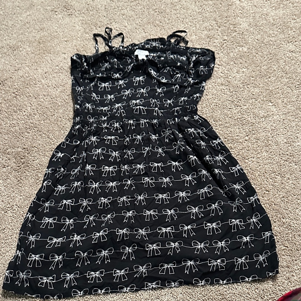 Cotton On Black Mini Dress with White Bow Print